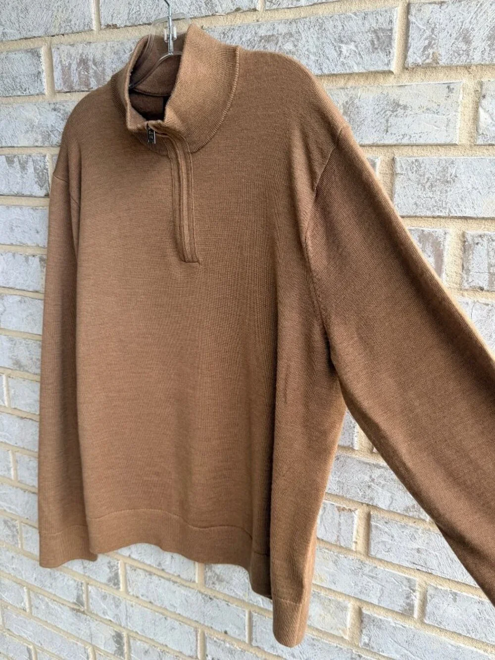 Banana Republic Long Sleeve 1/4 Zip Mock Neck 100% Merino Wool Sweater Size XL